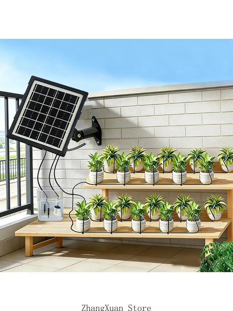 Solar Garden Irrigation Set With 10/15/20m Hose And 10/15/20 Drippers Included for Balcony Indoor Outdoor Potted Plant 3XUF