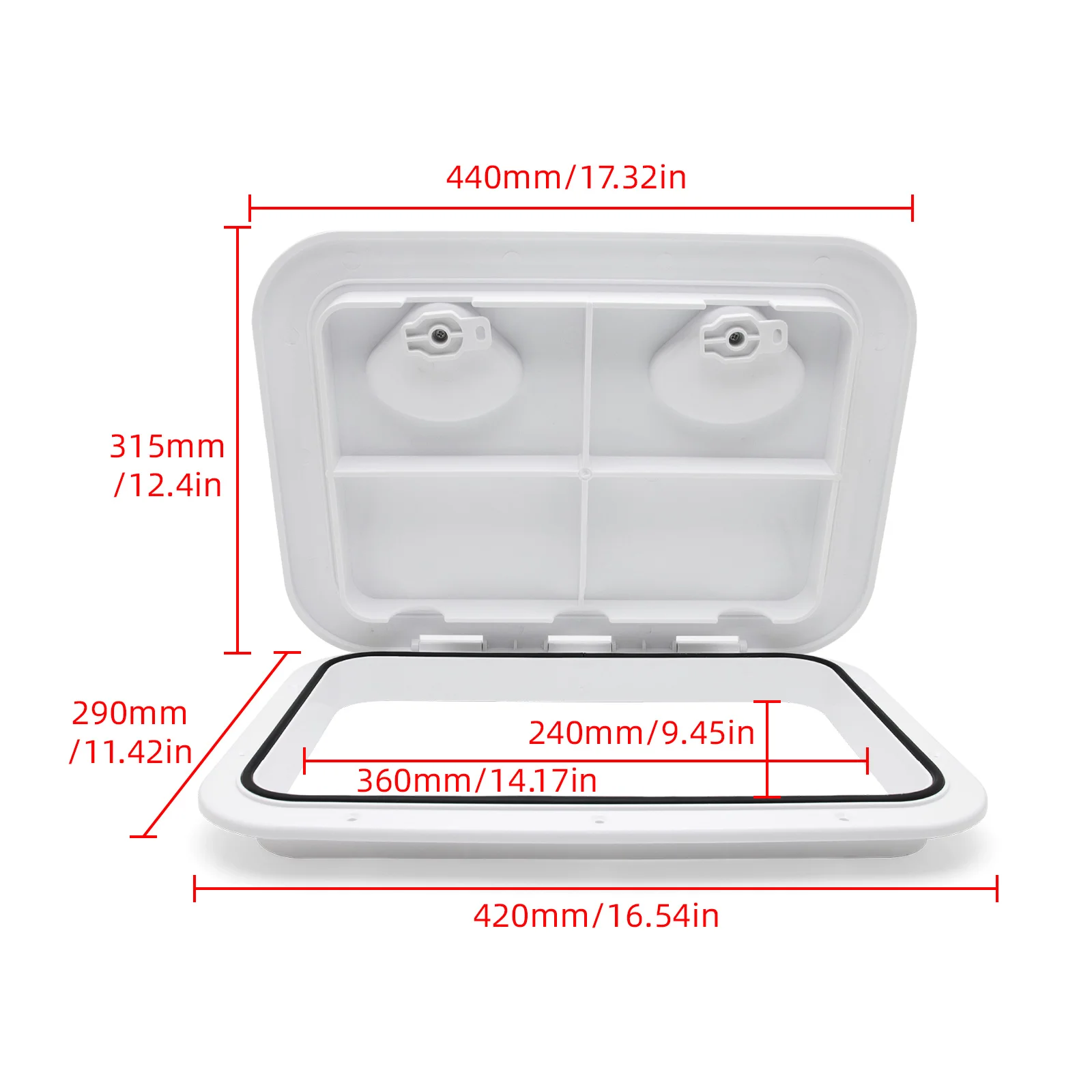 QC Marine Deck Access Hatch White/Black Rectangular Deck Cover, Inspection Hatch, Hatch Cover, Boat Access  360X240MM, 420X290MM