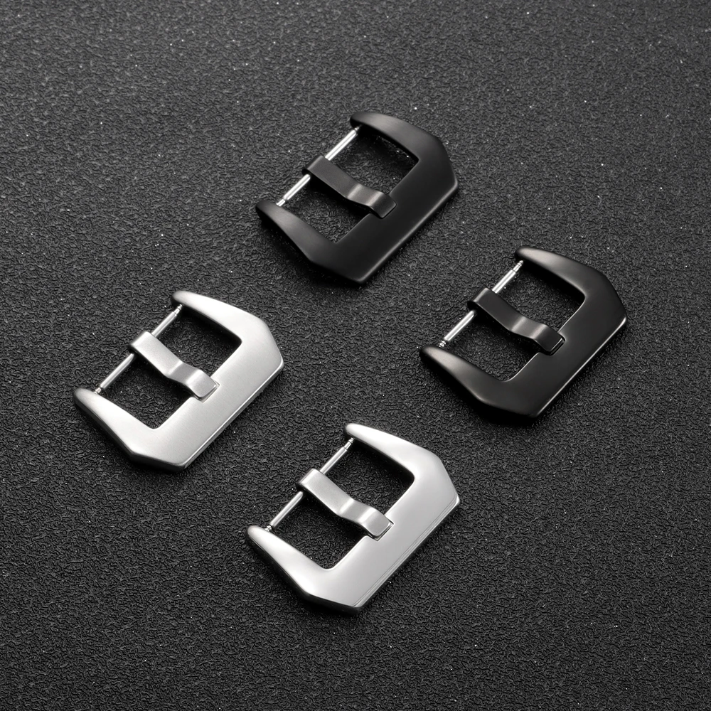 الفولاذ المقاوم للصدأ حزام الساعات مشبك زر عالمي 16/18/20/22/24/26 مللي متر لبانيراي ماتي مصقول مشبك اكسسوارات الفضة الأسود