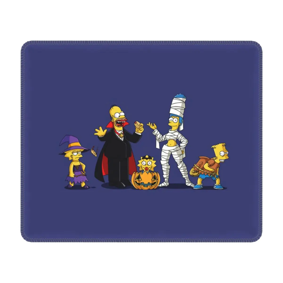 Custom Halloween The Simpsons TV Show Mouse Pad with Locking Edge Square Gamer Mousepad Anti-Slip Rubber Base Office Desktop Mat