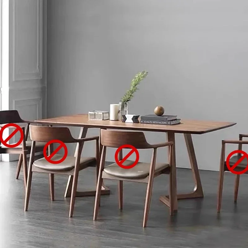 Only Table Kitchen Dining Table Study Desk Hiroshima Chair Solid Wood Walnut Dining Table Rectangular Minimalist Luxury Long