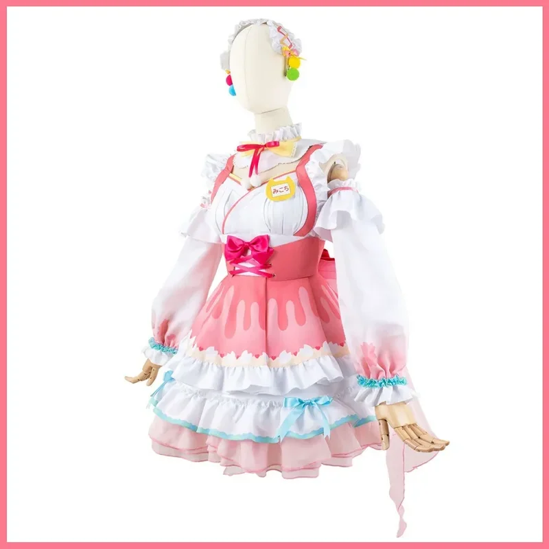 FC6NIJISANJI Virtual YouTuber Sakura Miko Cosplay peluca rosa vestido de Lolita zapatos mujer Sexy Kawaii Halloween carnaval @ FC8!