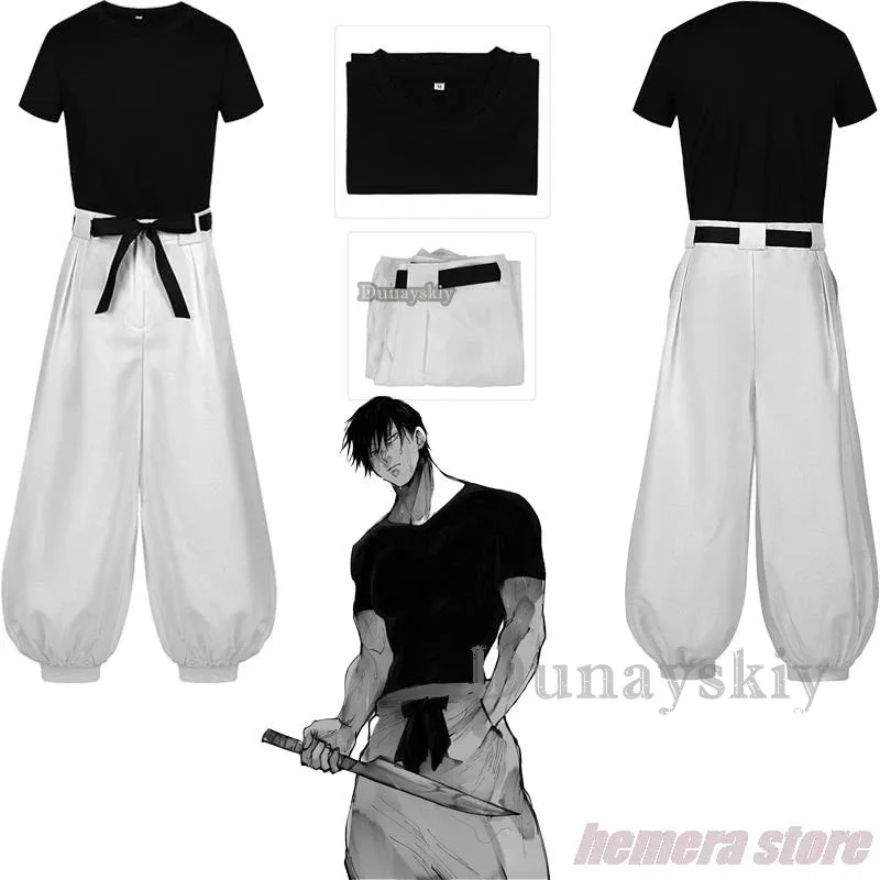 Cyanime papel fushiguro cosplay toji traje adulto unisex manga curta calças superiores terno uniforme de halloween festa