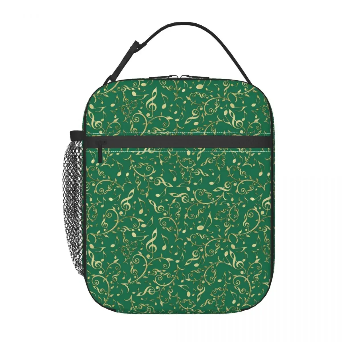 

Gold Music Notes Lunch Bag Festive Christmas Picnic Lunch Box For Student Vintage Design Lunch Bags Oxford Portable Cooler Bag