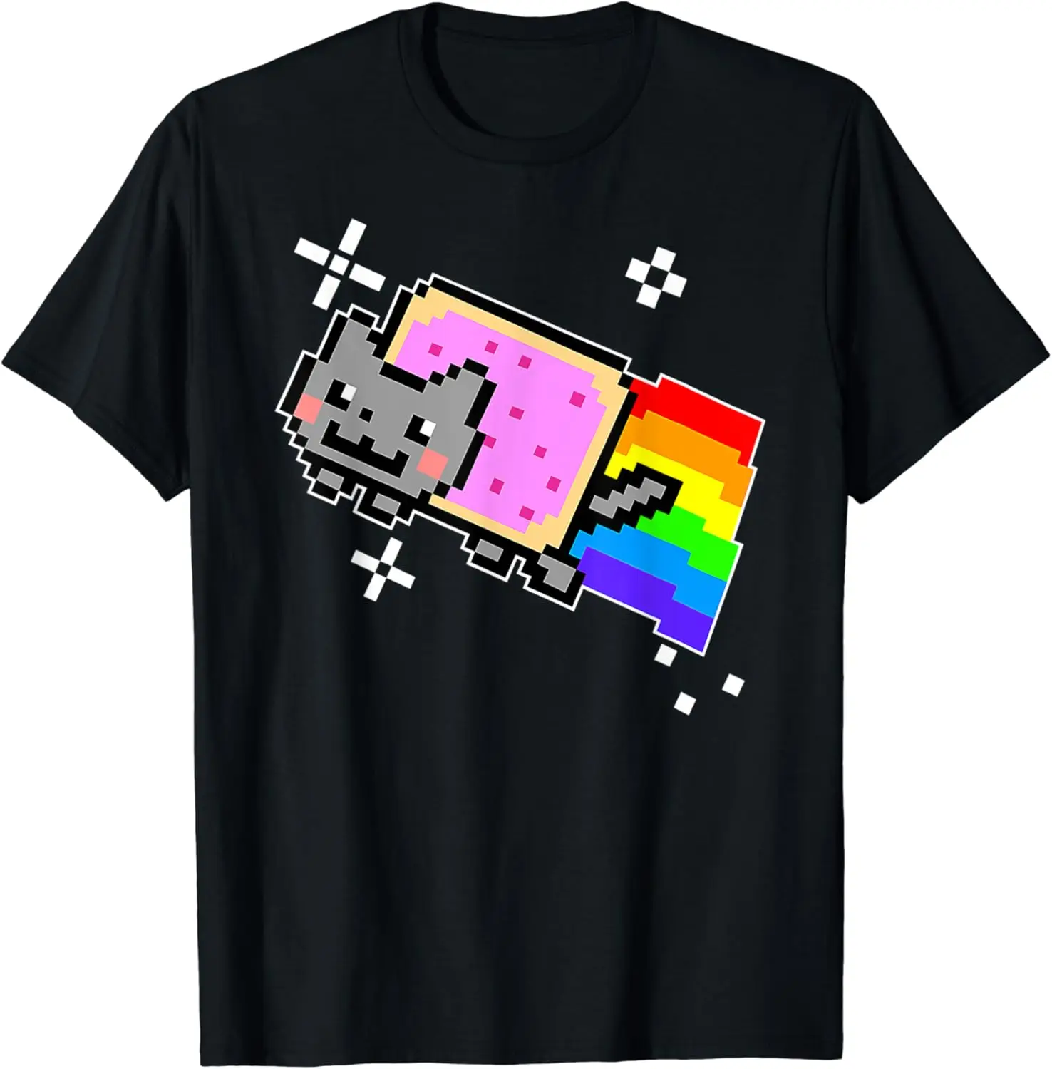 

Футболка Nyan Cat with Rainbow, забавный мем, креативный топ в стиле хип-хоп Y2K, винтажный принт, с коротким рукавом, повседневная свободная уличная футболка унисекс