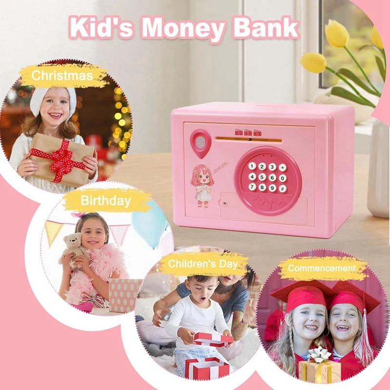 Piggy Bank For Kids,Fingerprint Password Money Saving Box,Coin Bank Money Safe ATM Machine Gift For Birthday