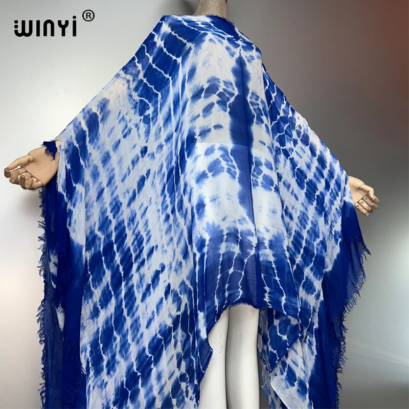 Winyi novo vestido tie-dye beachwear vestido sexy elegante praia cobrir vestidos kaftan das mulheres abaya dubai luxo mulher muçulmana