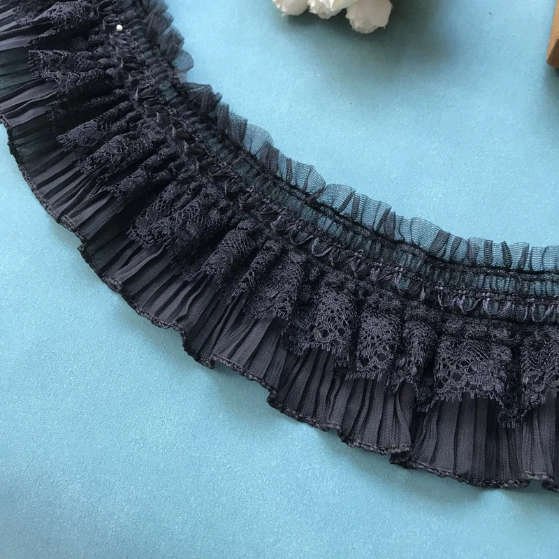 1 Yard weißes schwarzes Stretch-Spitzenband, elastisches Rüschenband zum Nähen von Kleidung, DIY-Bastelarbeiten – Detail 2