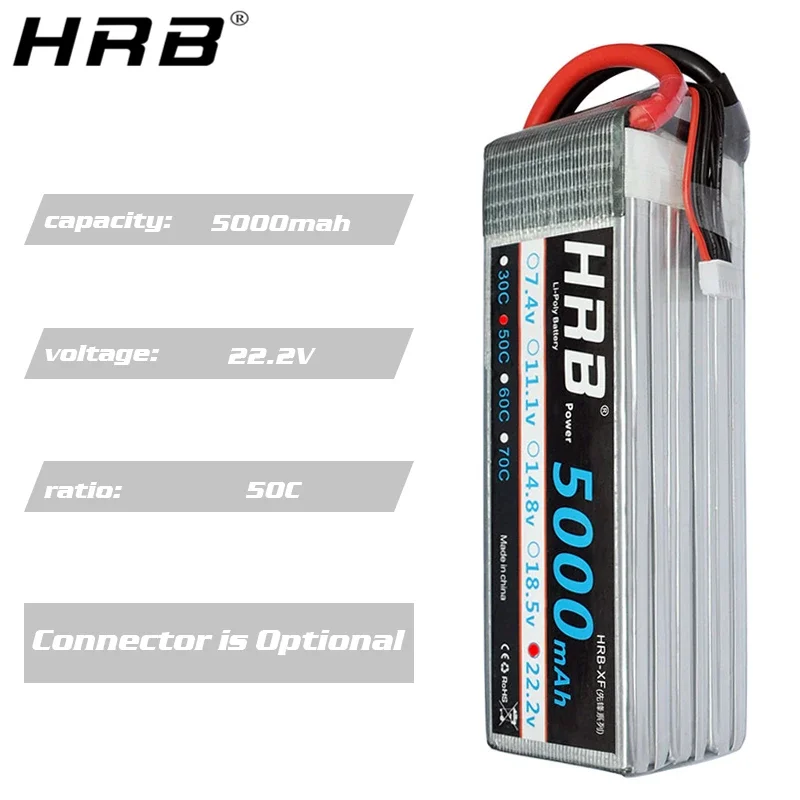 HRB 22.2V Lipo 6S Battery XT60 RC Parts - Selectable Capacity from 1500mah to 22000mah for Diverse RC Vehicle Applications