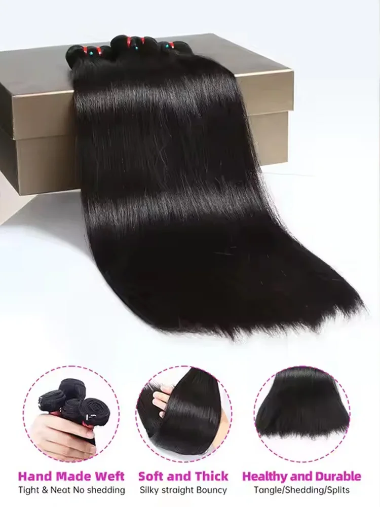 Прямые пучки человеческих волос 42-дюймовые бразильские наращивания человеческих волос для женщин