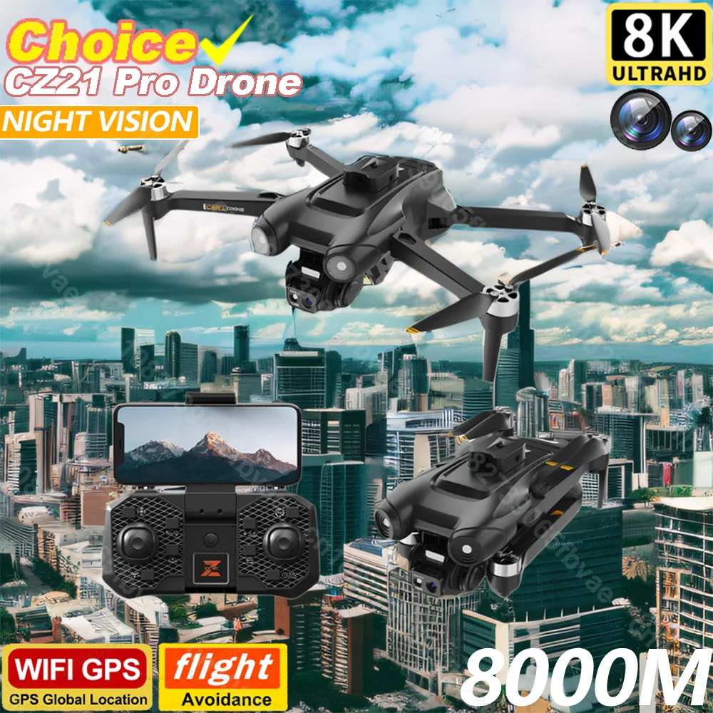 Dron de visión nocturna con cabeza OA, cámara profesional HD 8K ESC Triple cardán, flujo óptico, sin escobillas, juguete, FPV, UAV, CZ21