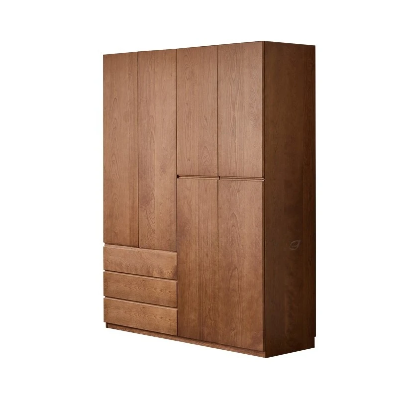 

French cherry wood antique solid wood wardrobe simple retro door home bedroom storage