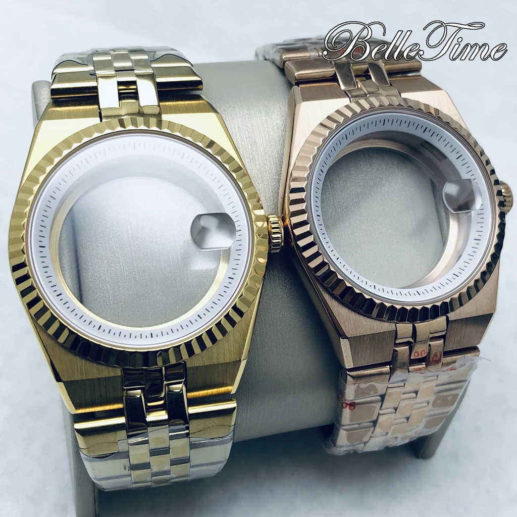 40 مللي متر PVD Land-Dweller الفضة الأسود الذهب RoseGold ساعة حافظة الياقوت الزجاج ل NH34 NH35 NH36 ساعة يد تعمل بالحركة اكسسوارات