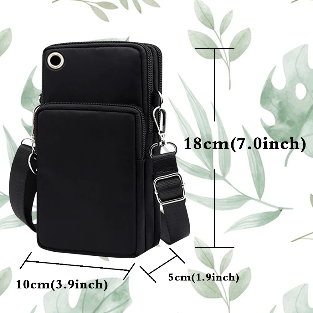 New Slant Mini Bag Mobile Phone Bag White Letter Pattern Multi-layer Zipper Purse Casual Outdoor Travel Adjustable Shoulder Bags