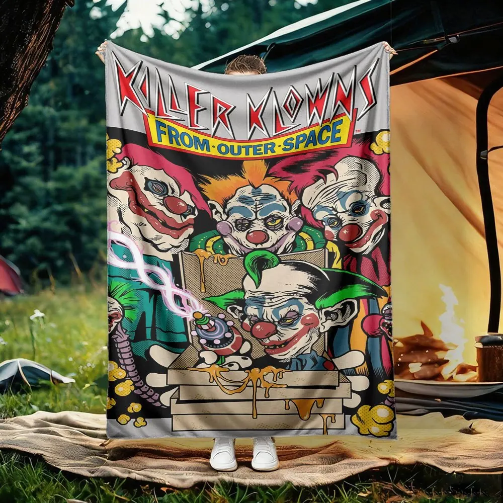 Killer Klowns Outer Space Movie Pop Culture Horror Throw Blanket 150x200cm Large Picnic Sofa Couch Decor Gift