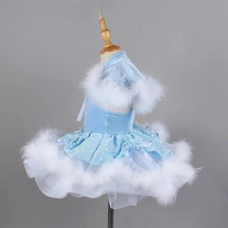 Autumn Feather Girls Swan Lake Dance Costume Ballerina Stage Clothes Women Pink Ballet TUTU dress Kids Performance Dancewear
