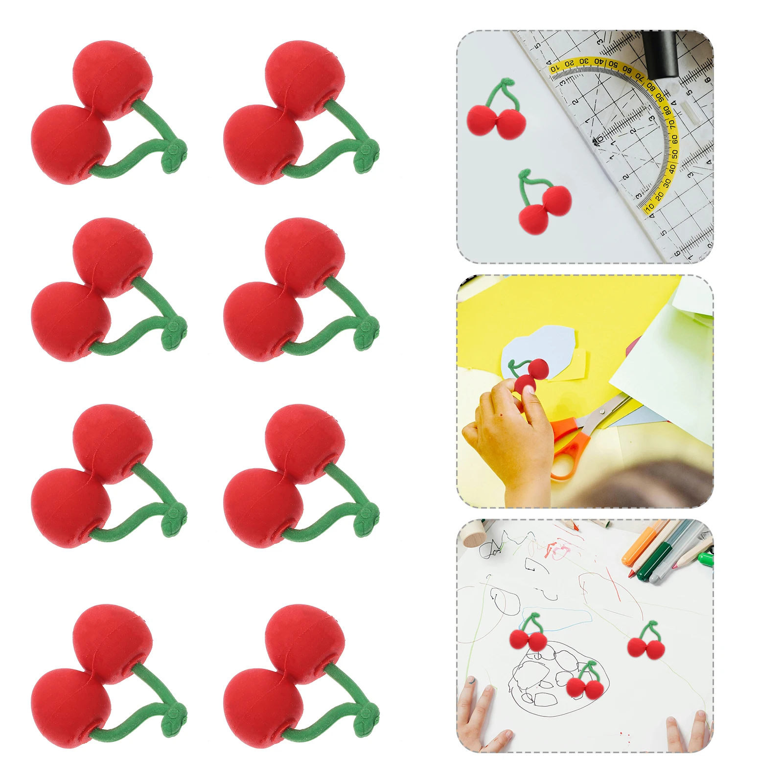 ممحاة الكرز لعبة عدادات التفاح محايات حيوانات الفاكهة المزخرفة الاصطناعية للأطفال ألعاب الحلوى ما قبل المدرسة الكرز السائبة