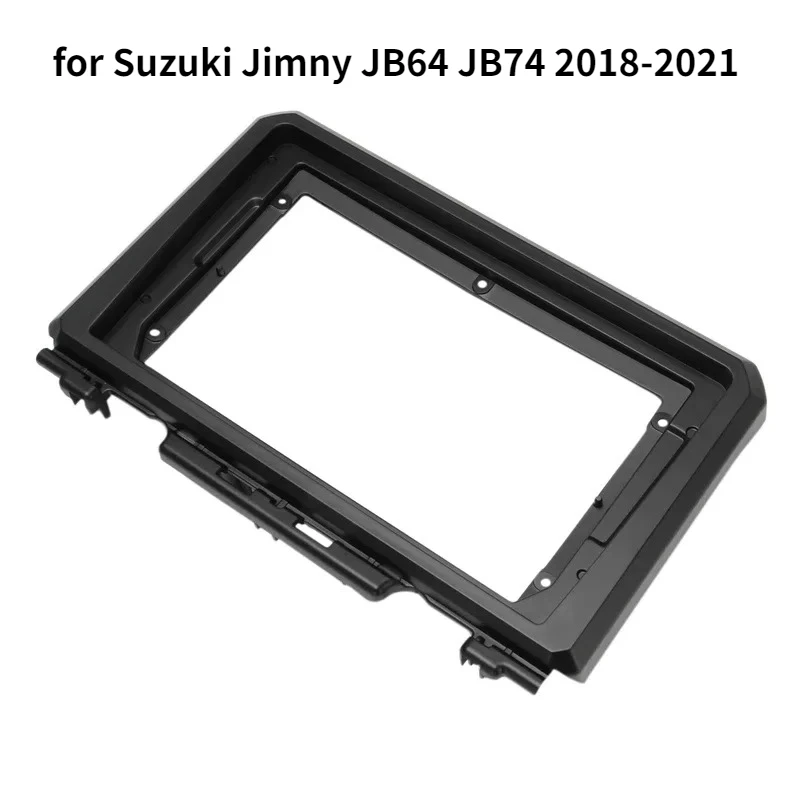 Car Radio Fascia 9Inch DVD Stereo Frame Plate Interior Accessories for Suzuki Jimny JB64 JB74 2018-2021 Bright Black ABS 2Din