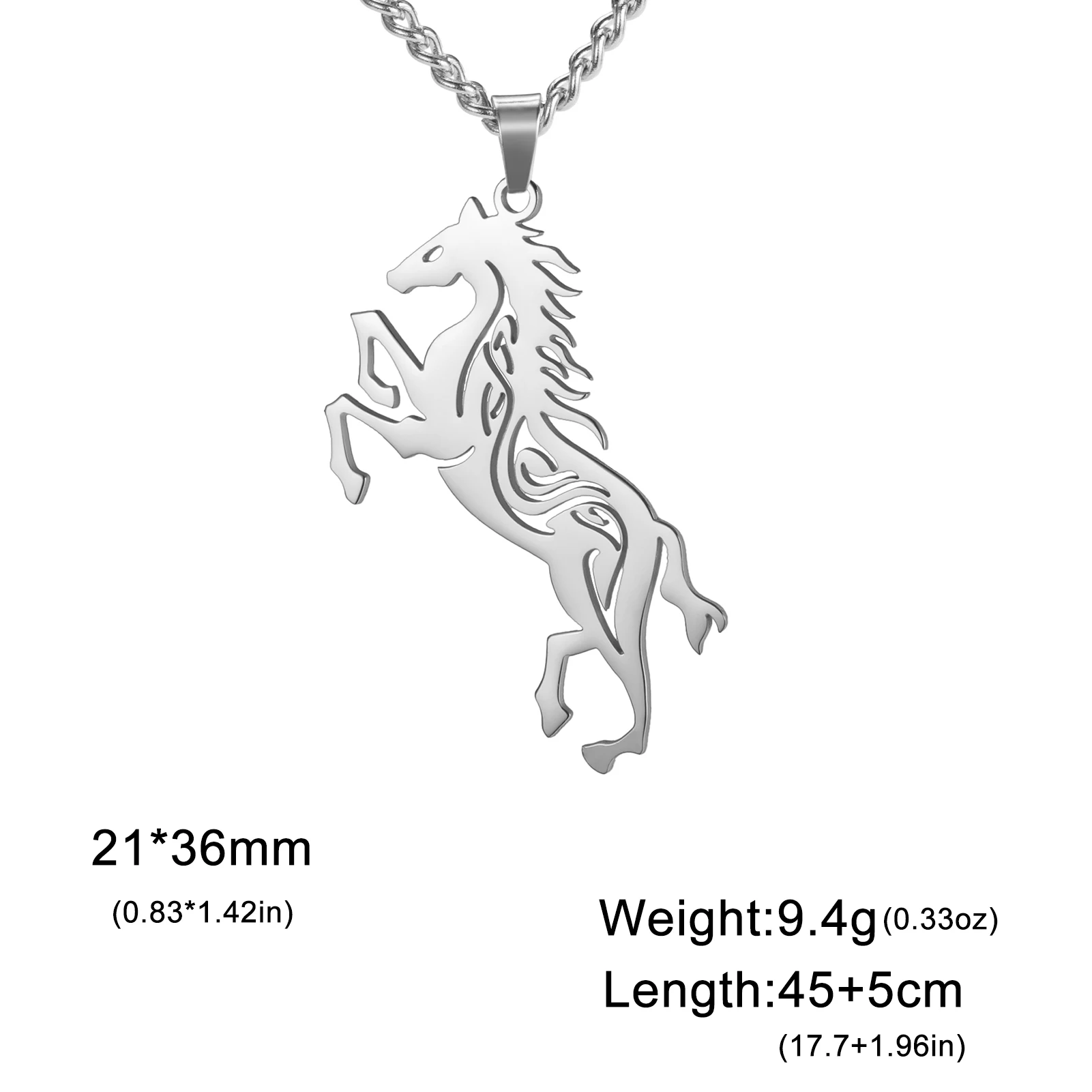 Teamer Handsome Horse Pendant Necklace for Women Men Stainless Steel Gold Color Punk Animal Jewelry Birthday Gift Wholesale