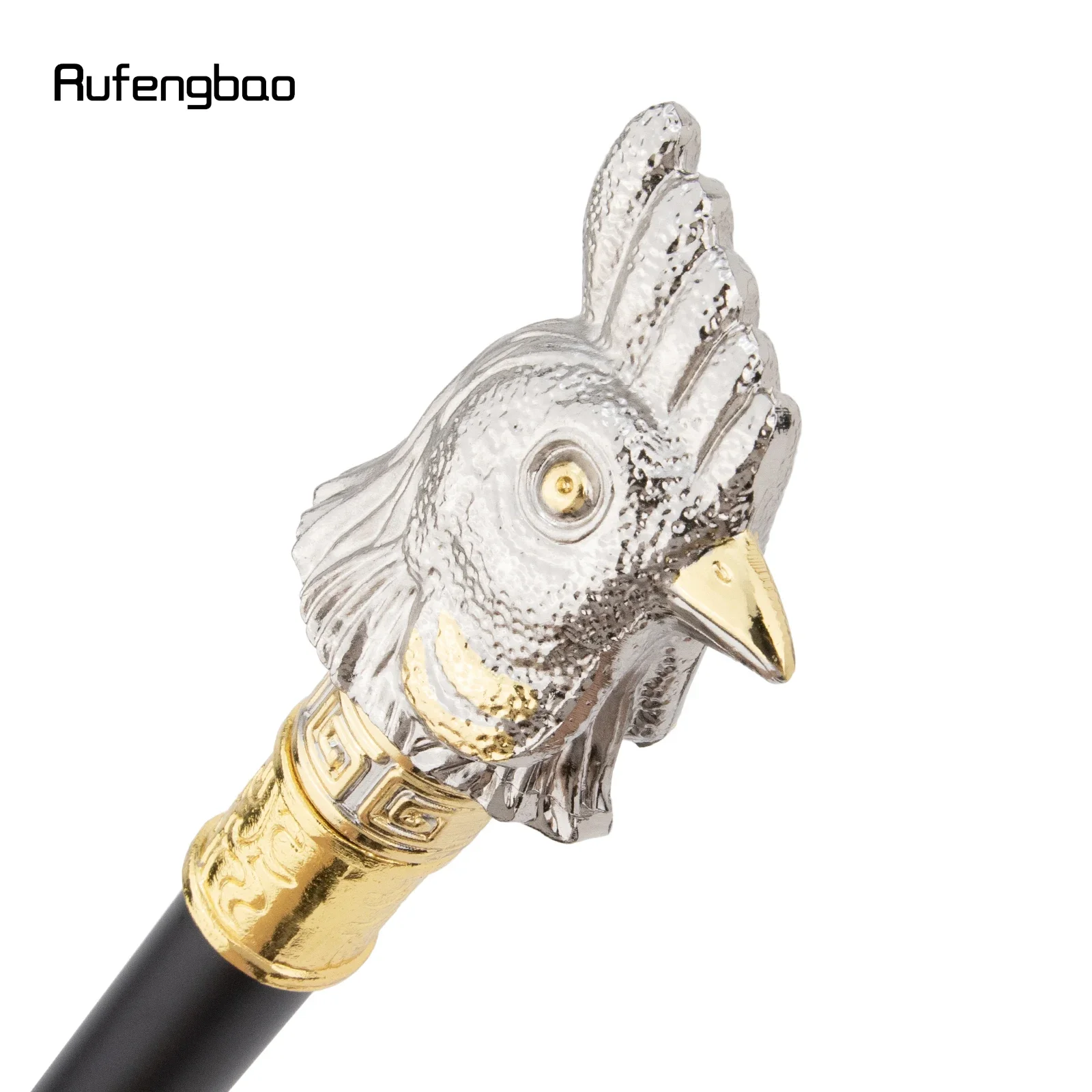 ゴールデンホワイトチキンオンドリ動物ファッションステッキ装飾cospalyヴィンテージパーティーファッショナブルなウォーキングステッキクロシエ93センチメートル