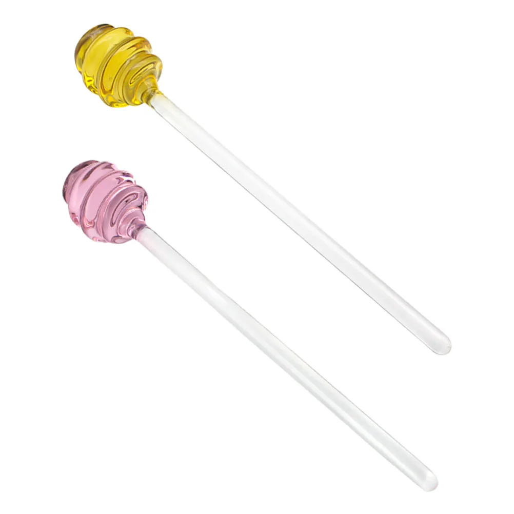

2Pcs Honey Dipper Spoon Glass Long Handle Stirring Rod for Honey Jam Syrup Tea Coffee Mixing No Mess Drizzle Tool
