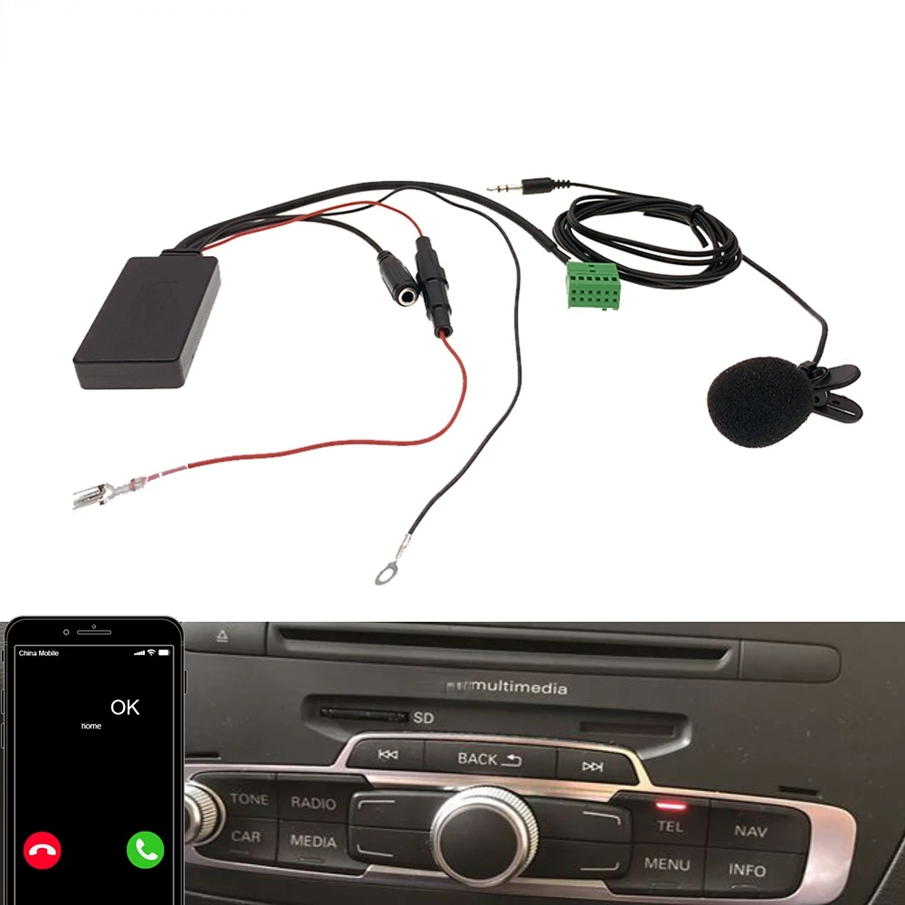 12Pin Car Bluetooth Music Audio AUX Adapter Handfree Call Mic Cable For VW Golf 7 Passat Audi A3 A1 Q3 MIB Platform Accessories
