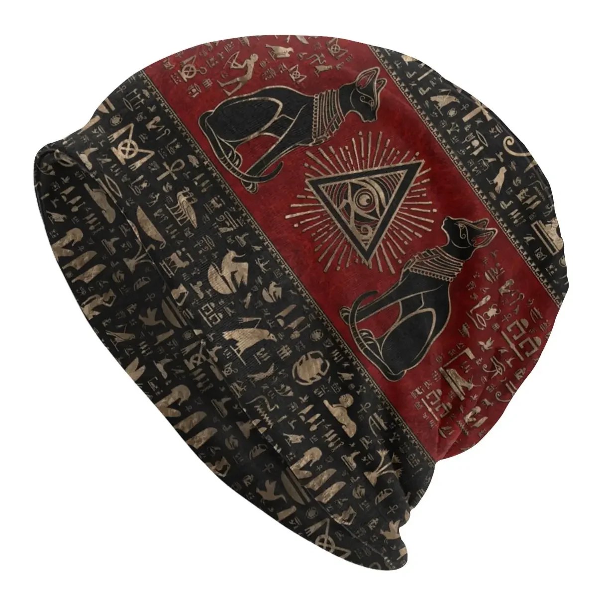 Custom Egypt Eye Of Horus Bonnet Beanie Knitting Hats Fashion Unisex Egyptian Bastet Cat Warm Winter Skullies Beanies Caps