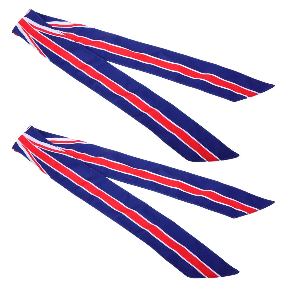 

2Pcs Sports Headband Sweatbands Red Blue Beige Flag Print Elastic Non Slip Workout Bandanas for Men Women Running Basketball