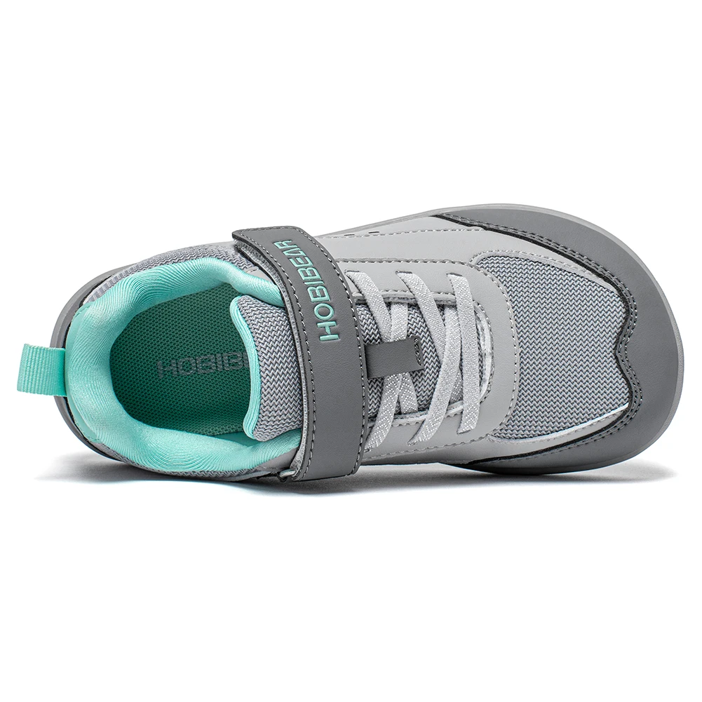 أحذية HOBIBEAR للأطفال ذات المقدمة الواسعة للأطفال الكبار حافي القدمين وحلقة ربط بسيطة أحذية رياضية من الجلد الاصطناعي الشبكي