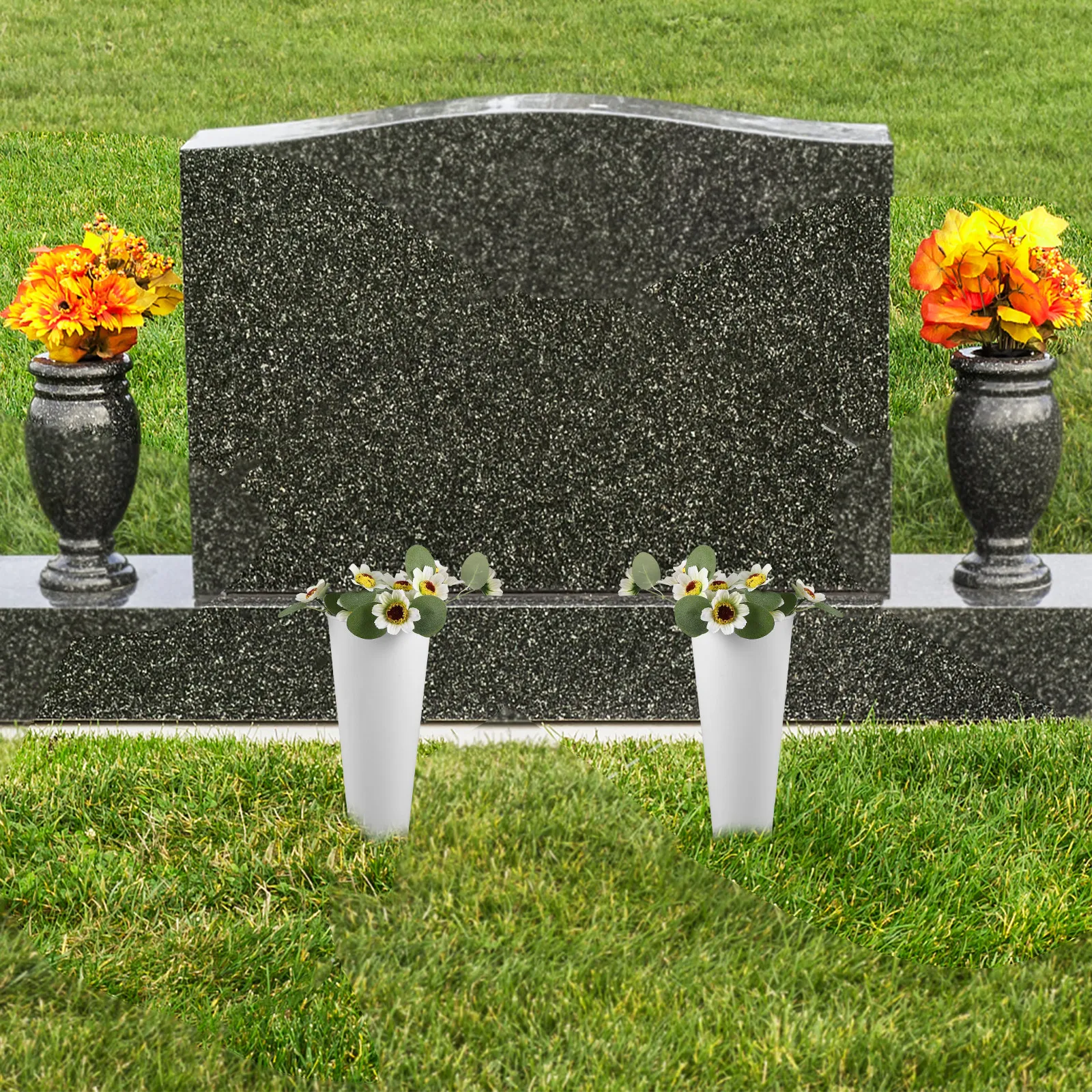 Vase commémoratif pour arrangement floral, supports de fleurs pour cimetière, en métal, résistant aux intempéries, décorations de tombe, condoléances funéraires, 2 pièces
