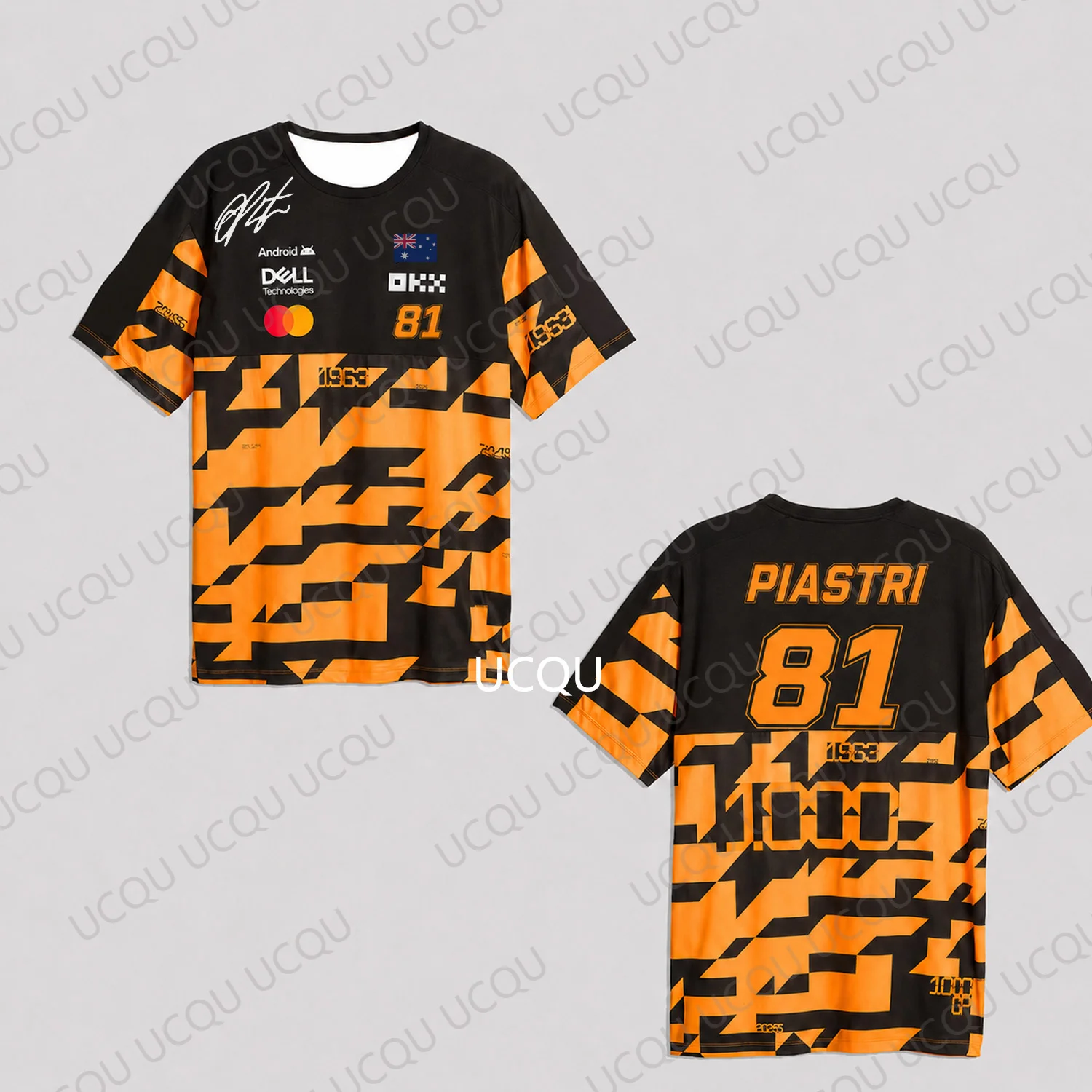 Lando Norris 1 1000th Race Replica T Shirt Orange Black Racing Fan Tee Motorsport Short Sleeve Casual Top Adult/kids view 2