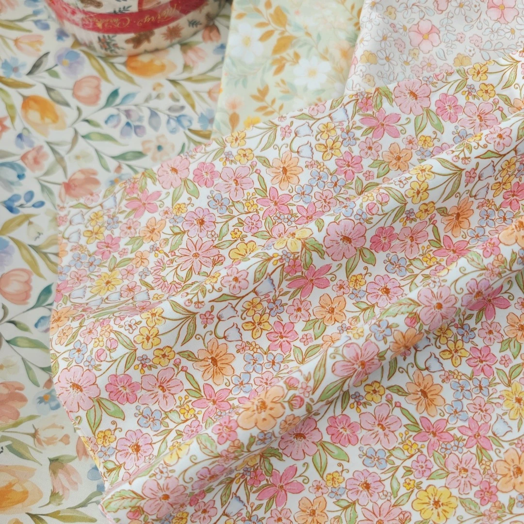 140x50cm 40s Handmade DIY Floral Dress Cotton Fabric for Country Style Shirt Skirt Material Sewing Cloth
