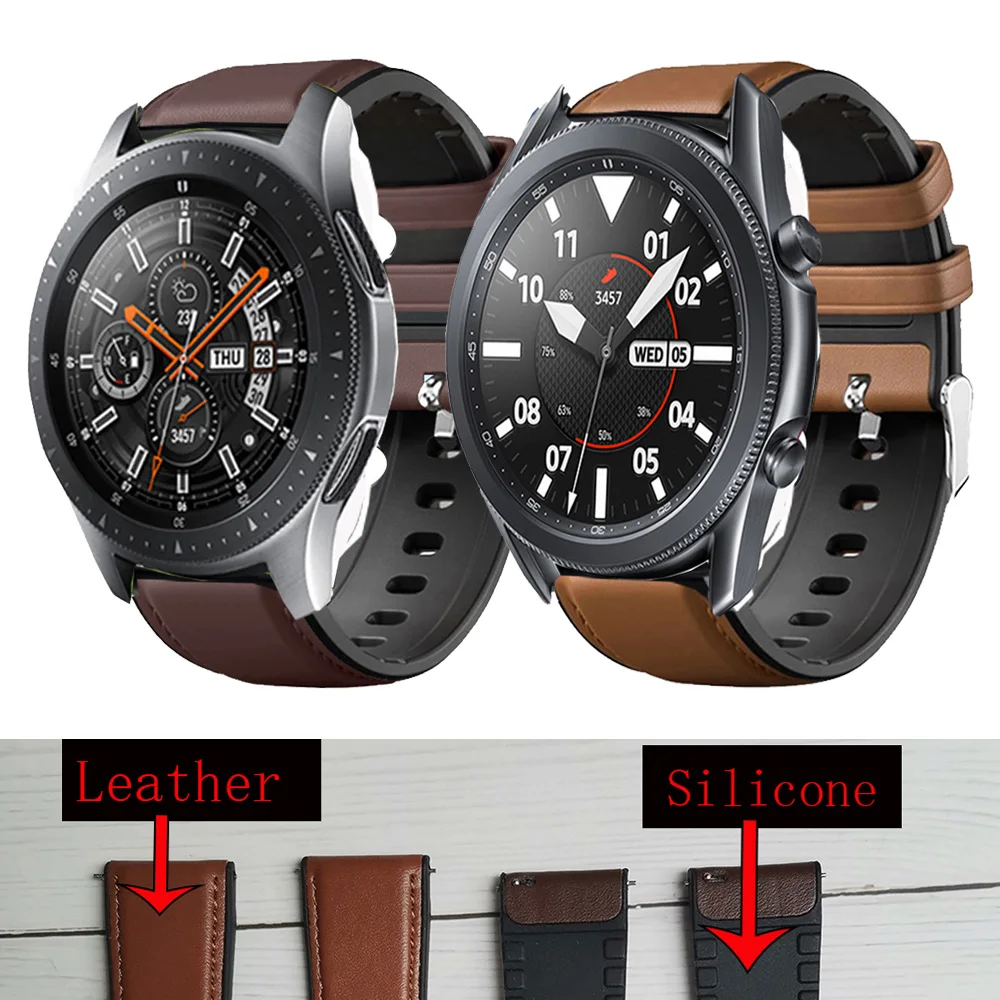 20mm 22mm Watch Bracelet For Samsung Galaxy 3 45mm 41mm Silicone Leather Strap For Galaxy 42mm 46mm/Active/Gear S3 Wristband