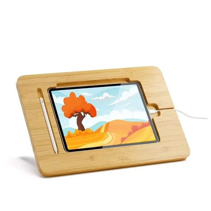 Portable bamboo and wooden magnetic for iPad drawing stand, with stable lifting function for both office