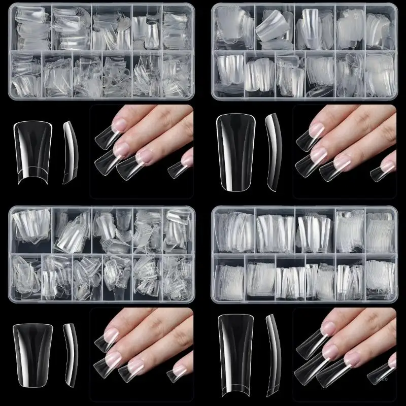 504x Duck Nail Tips for Woman and Girls Curved Nail Tips Press on Nails Tips Half Cover False Nails Clear Nail Tips