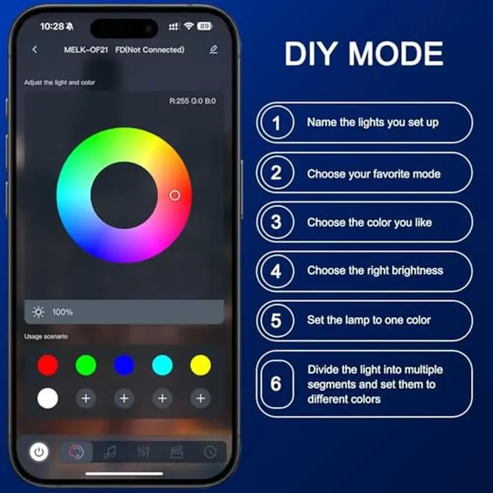 Guirnalda de luces RGB para exteriores de 105 pies, luces navideñas inteligentes IP67 impermeables con 72 modos de escena, sincronización de música, Control remoto por aplicación remota