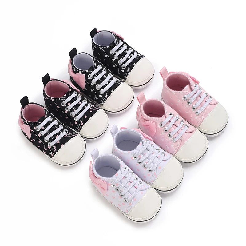 Spring Autumn Girls Baby High Top Sneakers 0-1 Year Old Soft Canvas Bottom Soft Bottom Baby Sneakers