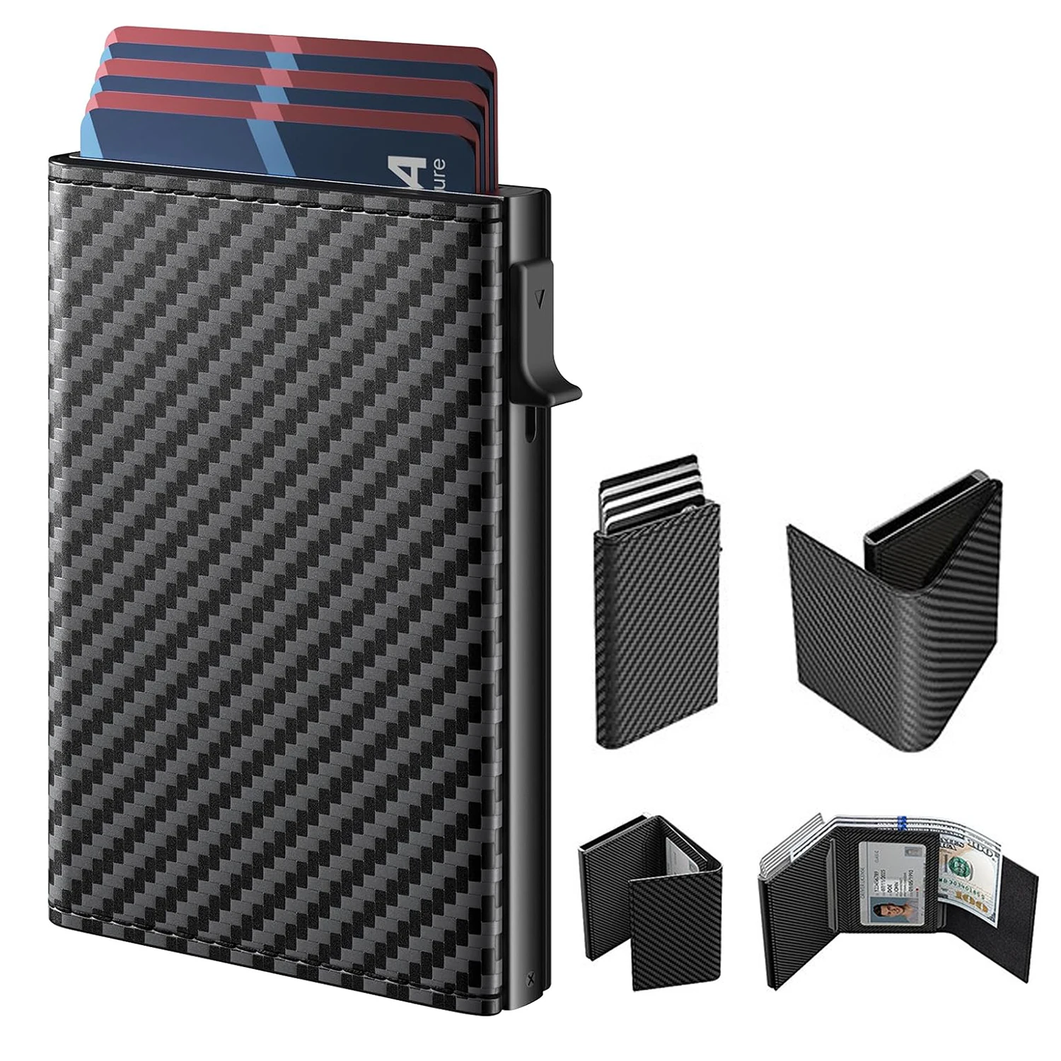 portafoglio-da-uomo-con-porta-carte-a-scomparsa-in-alluminio-blocco-rfid-capacita-9-14-carte-finestra-per-documenti-scomparto-contanti-fibra-di-carbonio