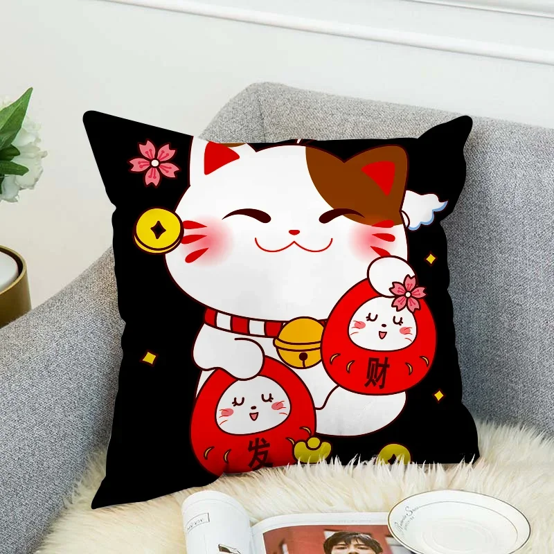 F-fortune Cat Body Pillow Cover 45x45 Cushions Covers Decorative pillowcase for Sofa Car Decoration Pilow Cases Pillowcases