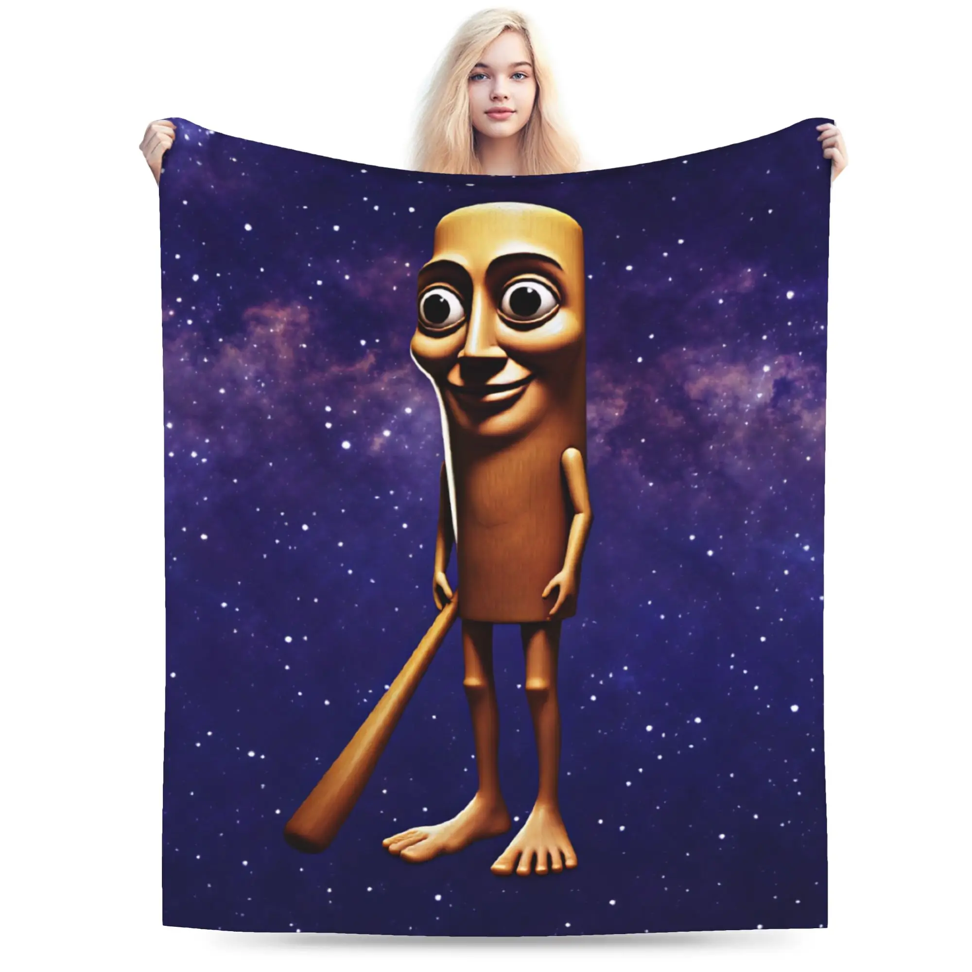 Tung Tung Sahur Outer Space Galaxy Cosmic Cartoon Bedding Throws Cozy Print Blanket For Outdoor Plane Travel Flannel Bedspread