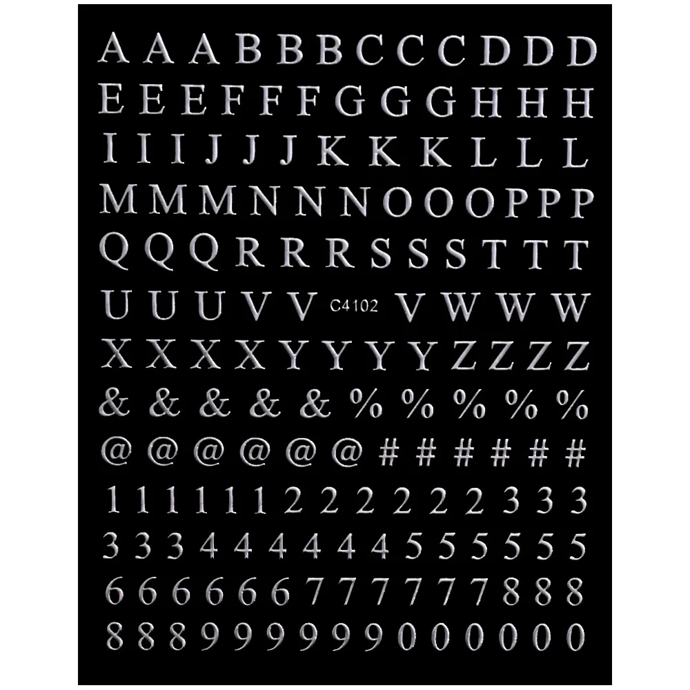 8 arkuszy naklejek na paznokcie z literami, cyframi, samoprzylepne luksusowe złote srebrne naklejki na paznokcie z alfabetem angielskim, czarne białe