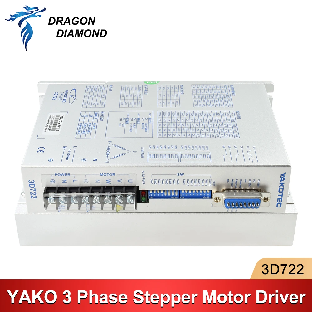 1PC YAKO 3 Phase Stepper Motor Driver 3D722 YKD3722M AC110V-220V Match 3Phase Motor 86 110 130