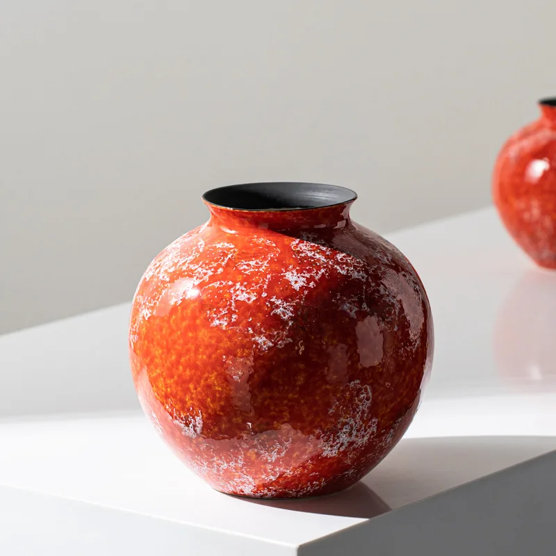 New Chinese style Kiln Change Japanese New Year atmosphere Vase Flower Arranger Living Room Model Room Soft Decoration ornament