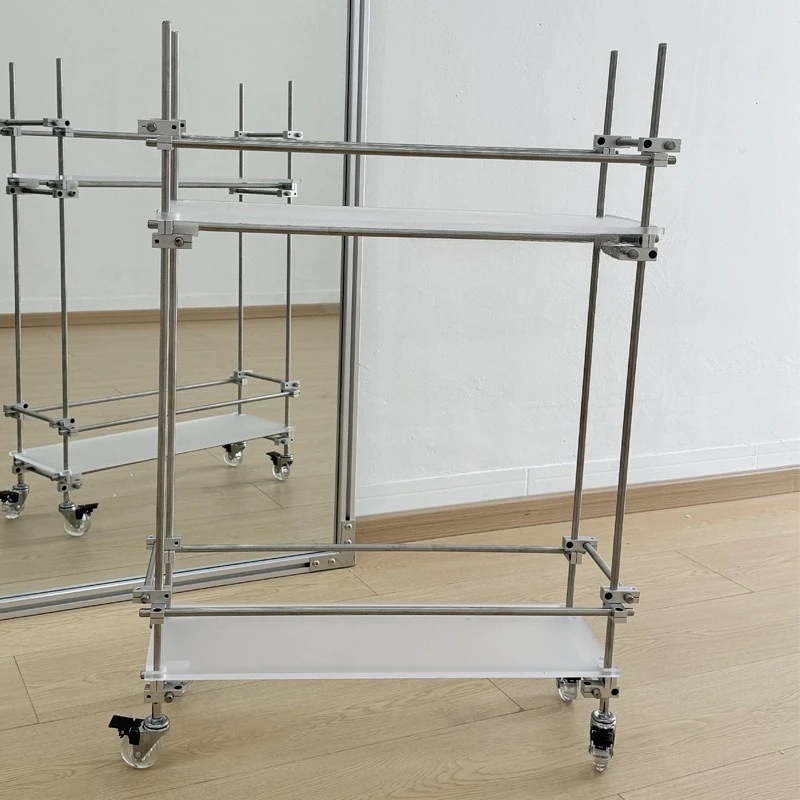 Optical axis acrylic flower stand stainless steel rack movable trolley sofa side display stand flower stand flower