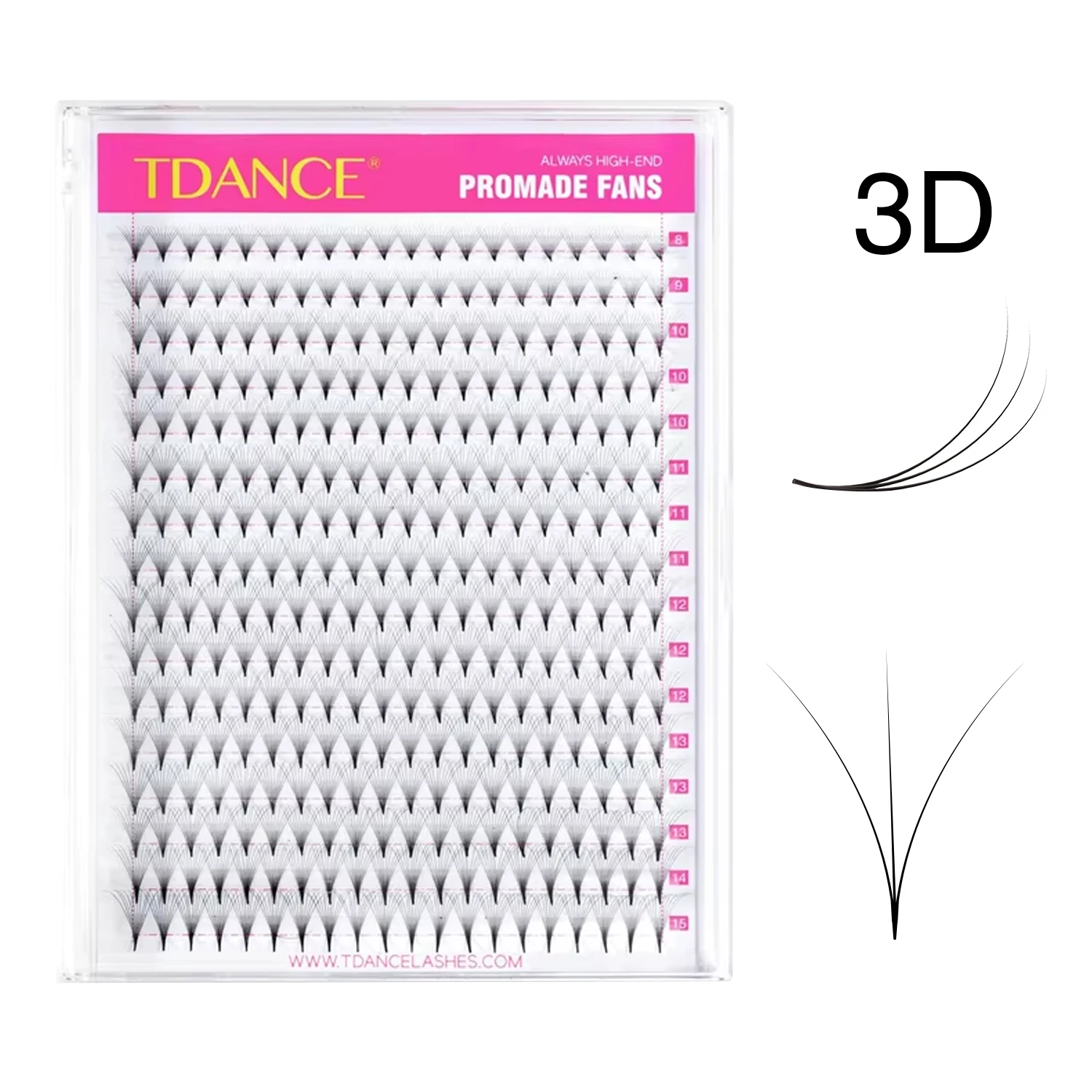 TDANCE 320 Vorgefertigte Volumen-Wimpernverlängerungen, 16 Reihen, 3D Spitzbasis, Russische Wimpern, Faux Mink Künstliche Wimpern