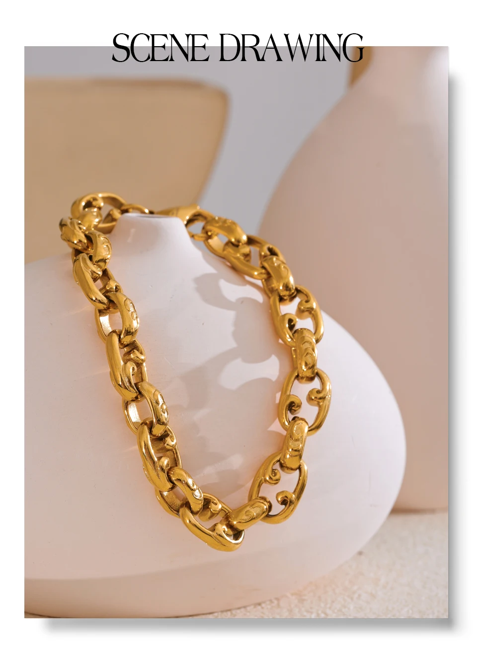 Yhpup 22 cm Edelstahl Kubanische Kette Armband Armreif 18 Karat Gold PVD Überzogene Männer Mode-Statement Hochwertiger Schmuck Wasserdicht – Detail 11