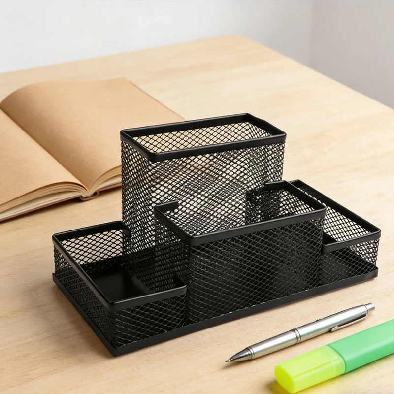 

1 шт., минималистичный металлический контейнер для ручек, студенческий многофункциональный ящик для хранения канцелярских принадлежностей, большая емкость, настольный офисный ящик для хранения ручек