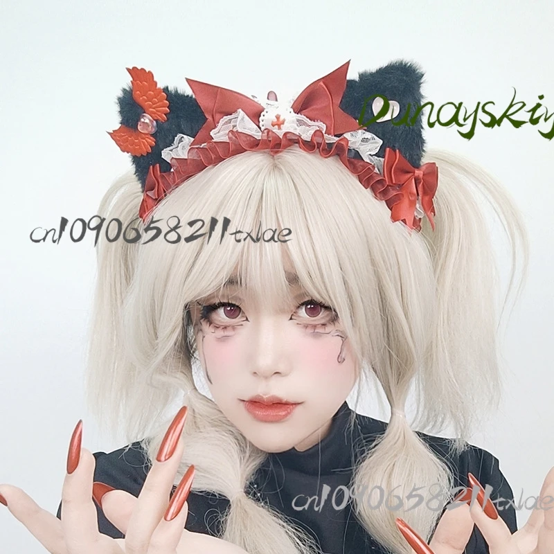 Gothic Lolita KC Headpiece for Halloween/Christmas/Oktoberfest/Easter - Detachable Cat Ears & Cross Bow