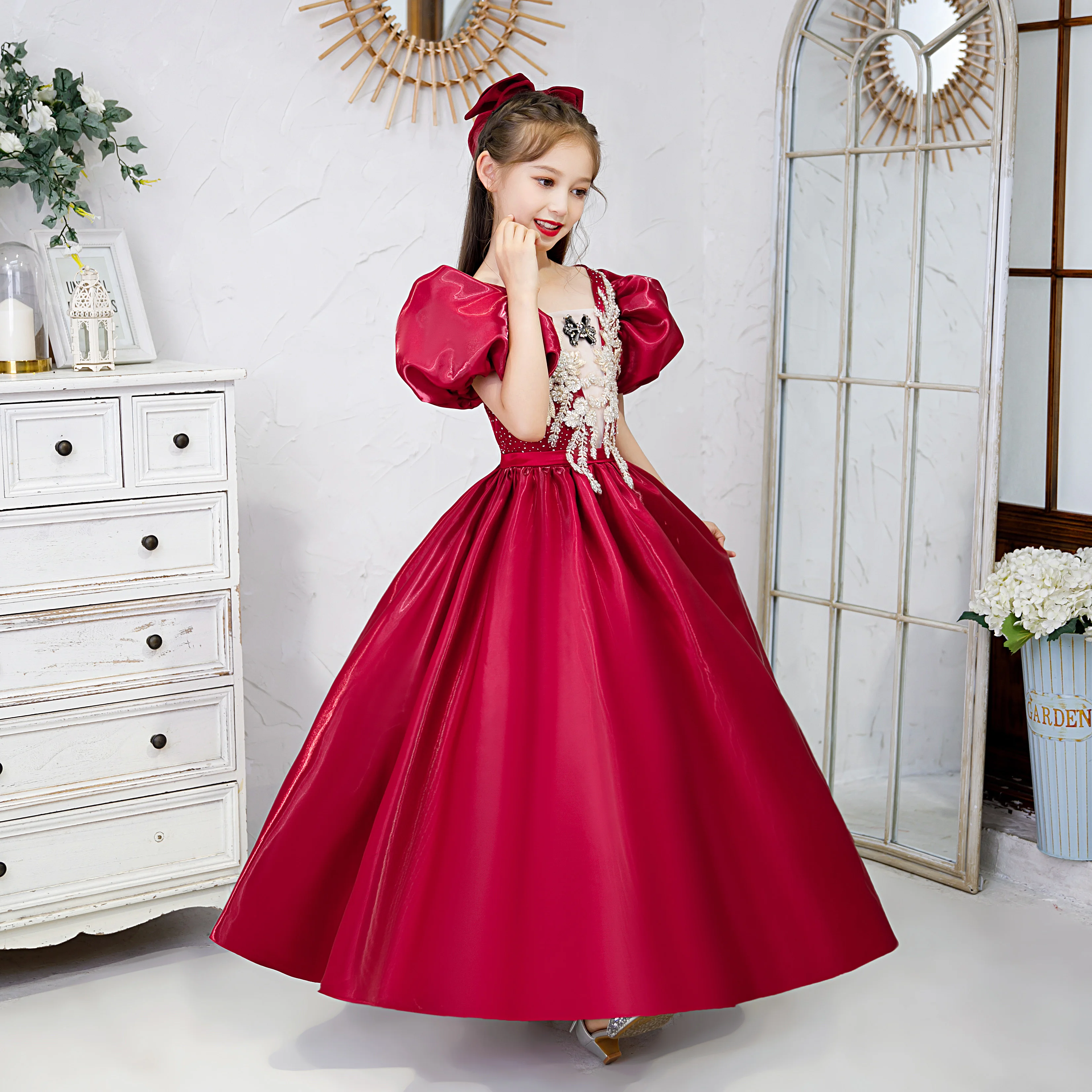 Princess Flower Girl Dress Christmas Tutu Wedding Birthday Party Kids Dresses For Girls Children's Costume Teenager Prom Designs