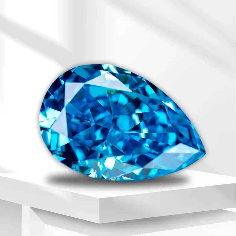 

4k измельченный лед кубический цирконий 5А класс аквамарин цвет грушевидной формы лабораторные циркониевые камни для женщин изготовление ювелирных изделий мате